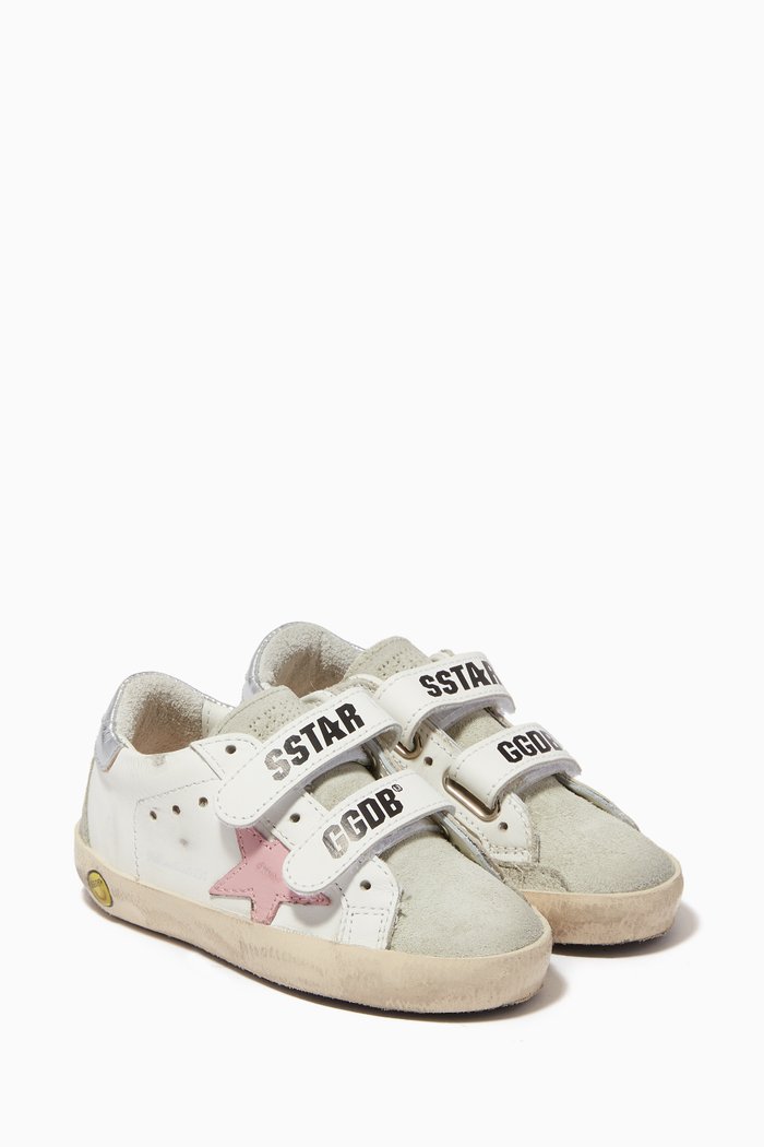 

Baby School Suede Star Sneakers in Nappa Leather, White