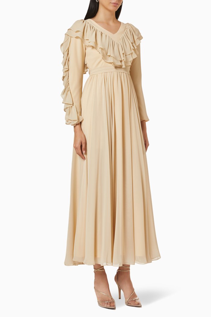 

Frill Belted Dress, Neutral