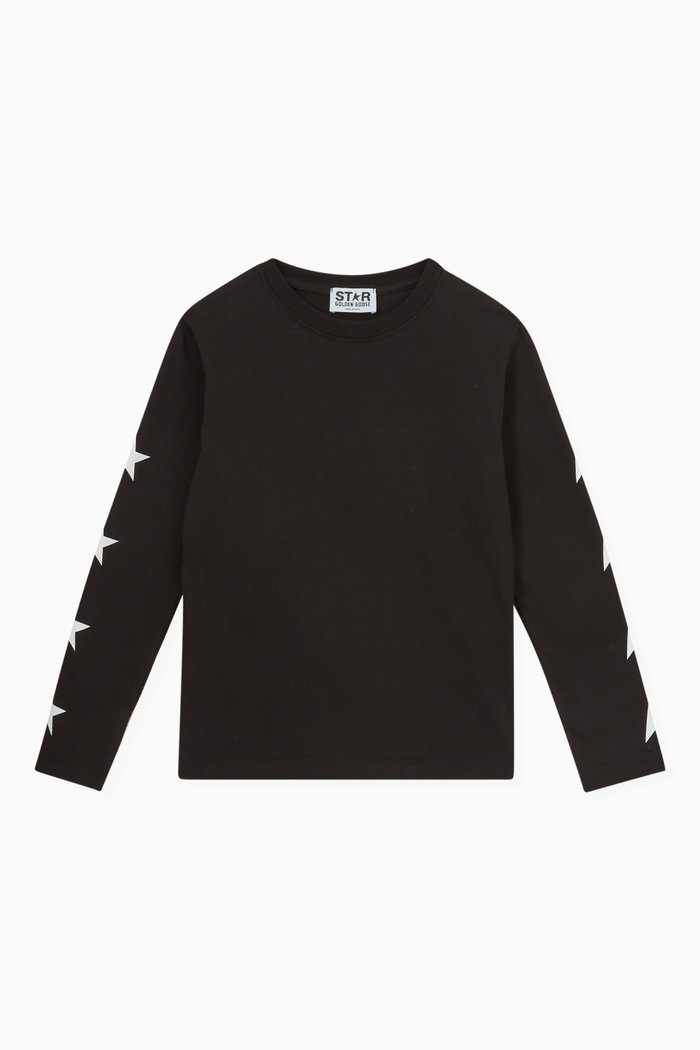 

Star Print T-shirt in Cotton Jersey, Black