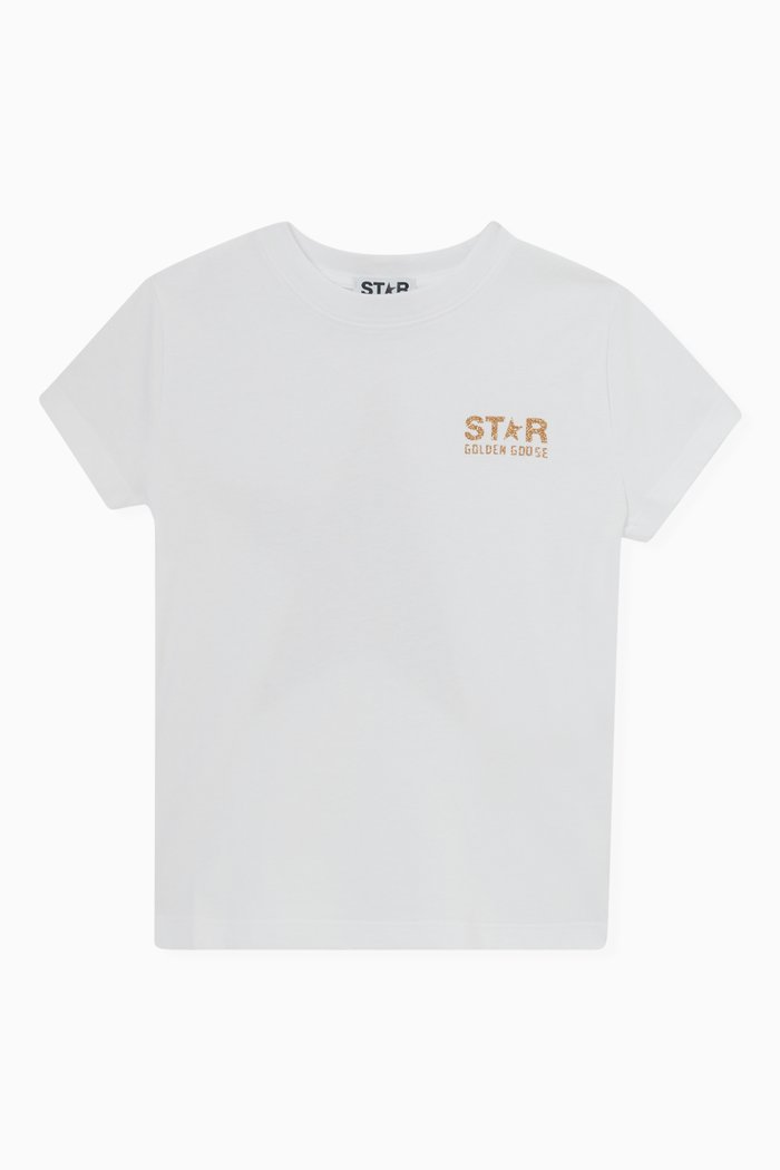 Star Print T-shirt in Cotton Jersey, White