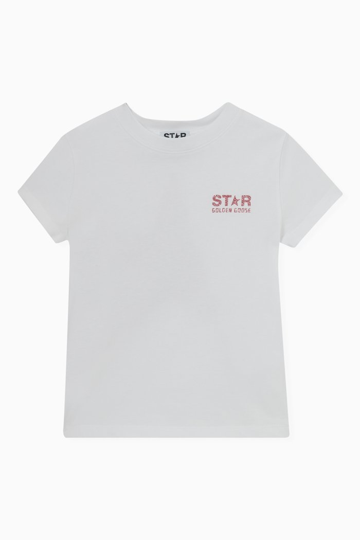 

Star Print T-shirt in Cotton Jersey, White