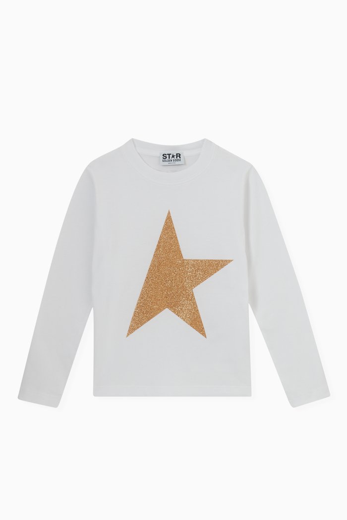 

Star Print T-shirt in Cotton Jersey, White