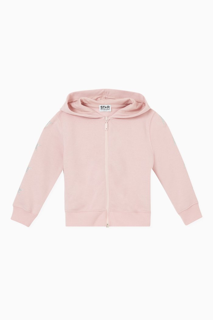Glitter Star Collection Hoodie in Cotton, Pink