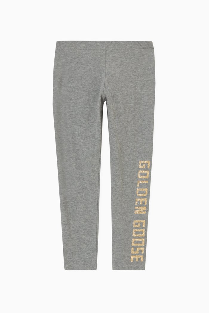 

Glitter Logo Leggings in Stretch-cotton, Grey