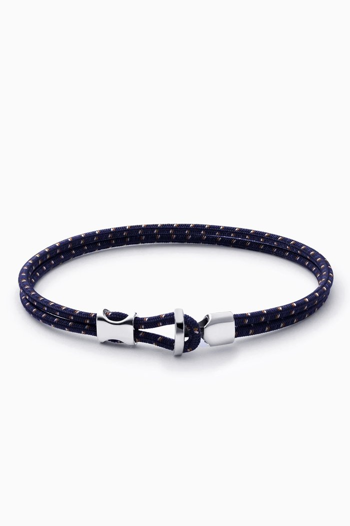 

Orson Loop Bungee Rope Bracelet in Sterling Silver & Nylon, Blue