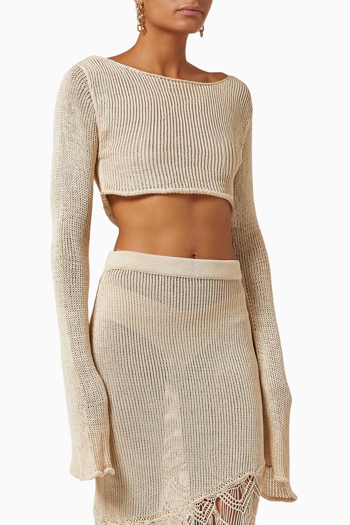 

Halona Crop Top in Pima Cotton Knit, Neutral