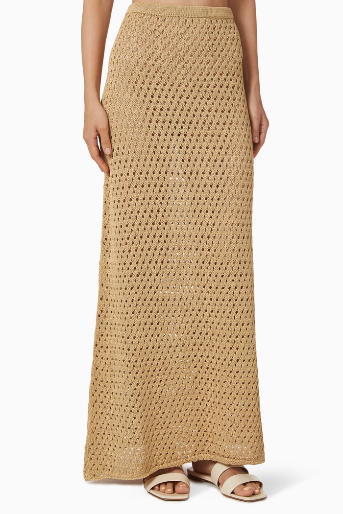 

Ray Maxi Skirt in Pima Cotton Knit, Brown