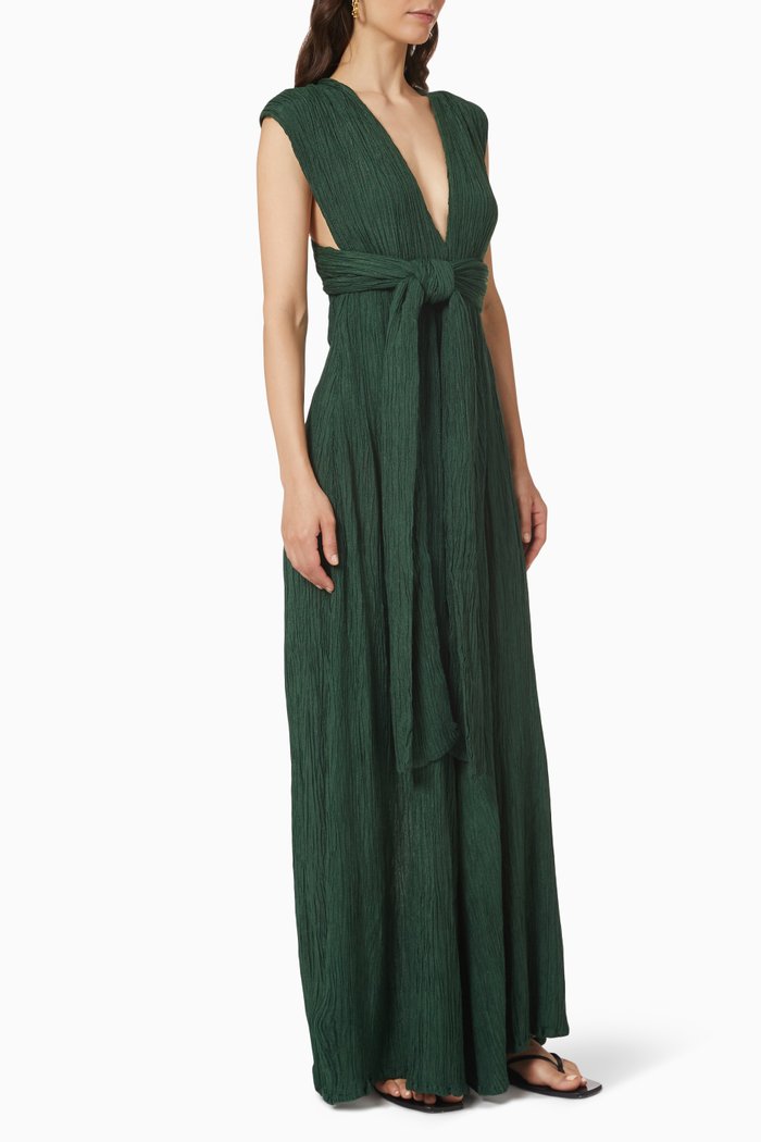 

Arun Wraparound Jumpsuit in Peace Silk & Wrinkled Bamboo, Green