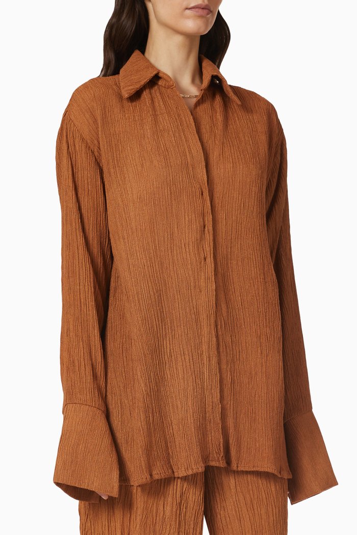 

Bea Blouse in Peace Silk & Wrinkled Bamboo, Brown