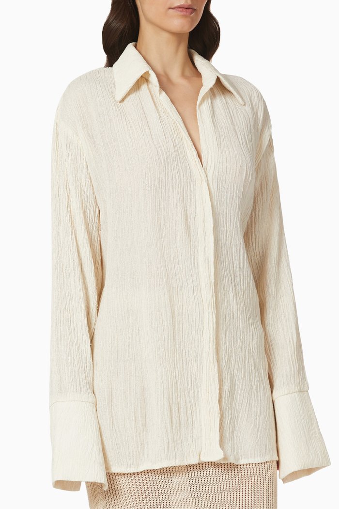 

Bea Blouse in Peace Silk & Wrinkled Bamboo, Neutral