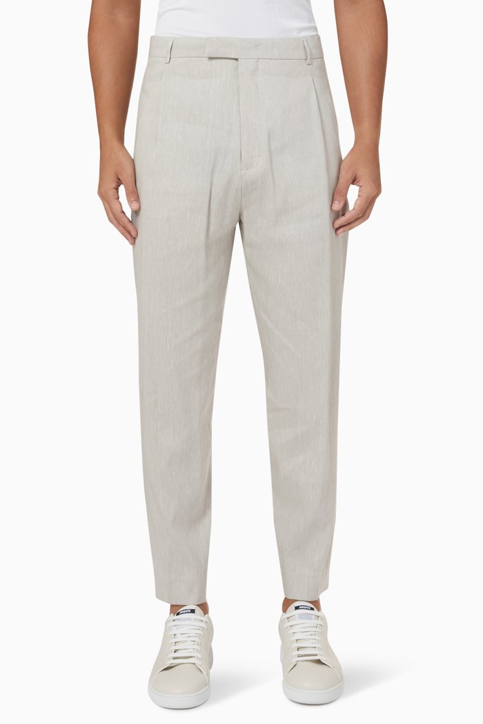 

Tapered Pants in Linen, Neutral