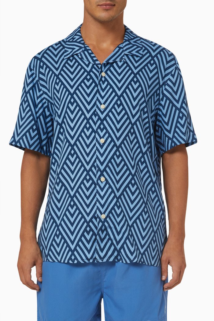 

Printed Shirt in TENCEL™ & Organic Cotton, Blue