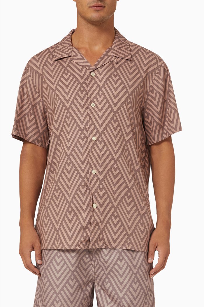 

Printed Shirt in TENCEL™ & Organic Cotton, Brown