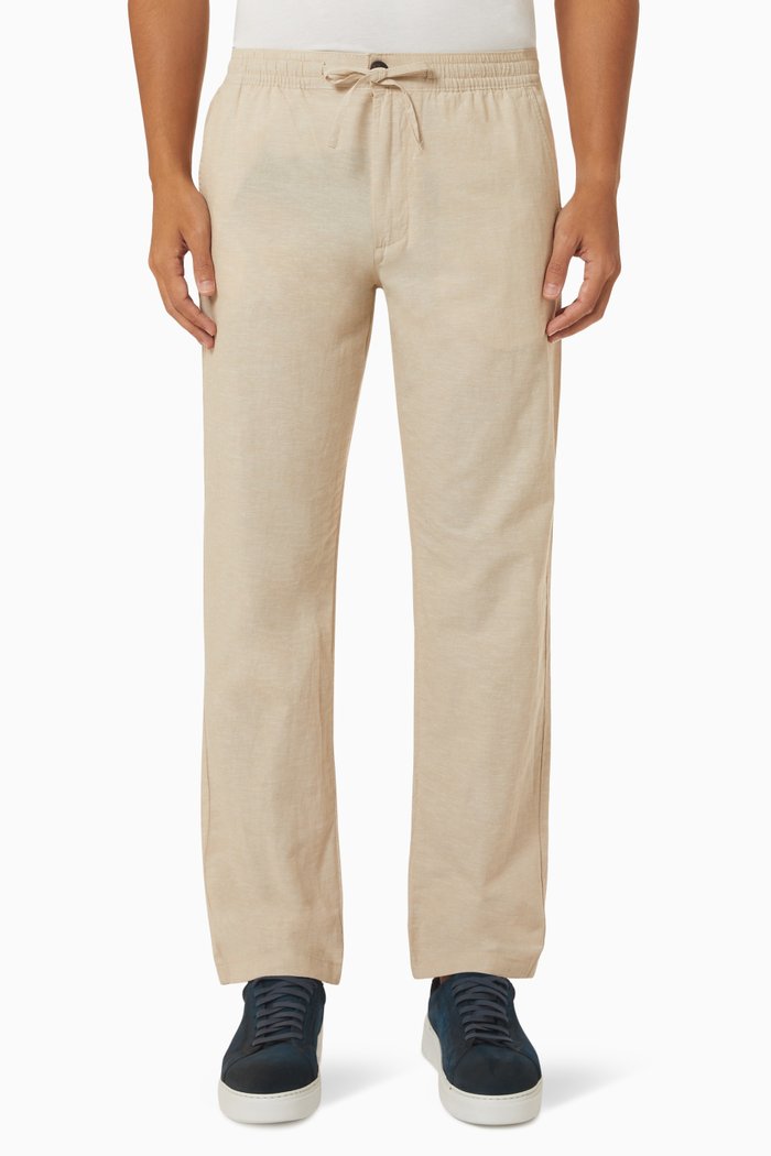 

Straight Fit Pants in Linen Blend, Neutral