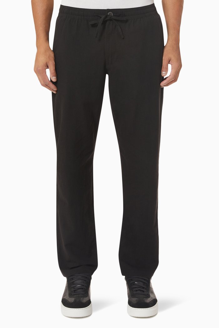 

Straight Fit Pants in Linen Blend, Black