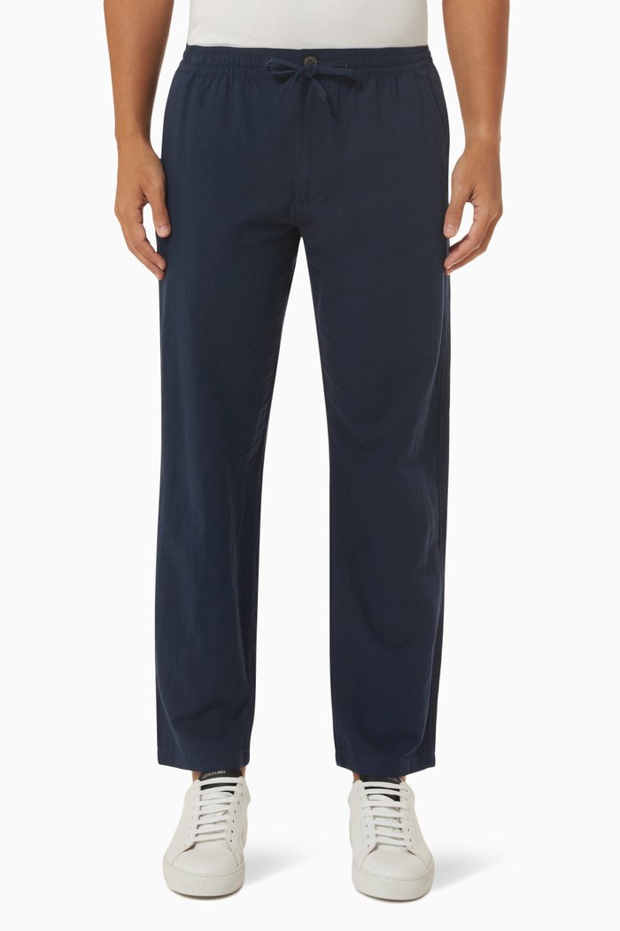 

Straight Fit Pants in Linen Blend, Blue
