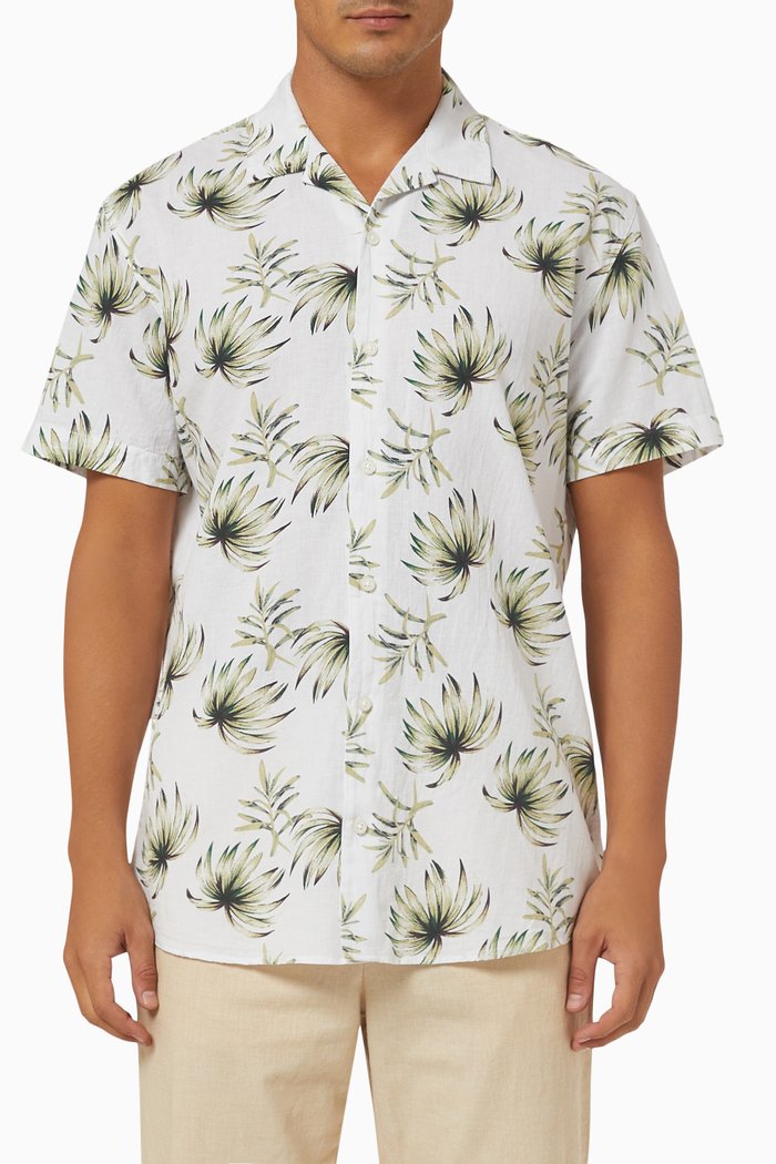 

Printed Shirt in Organic Cotton & Linen, White