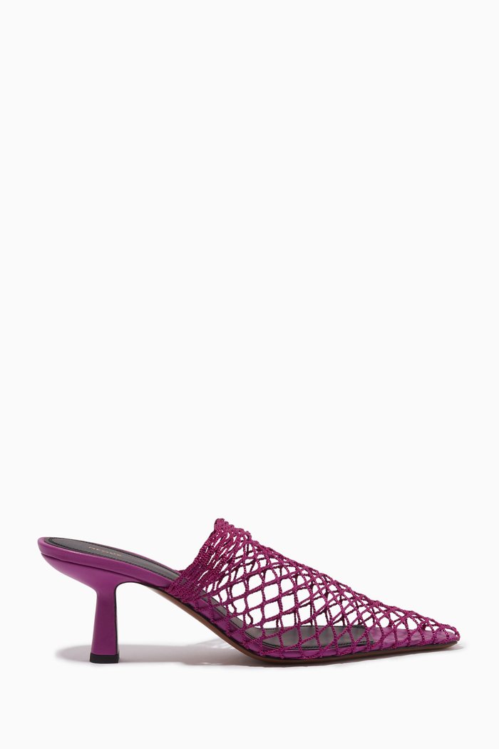 

Bophy Mules in Nappa & Cotton-knit, Purple