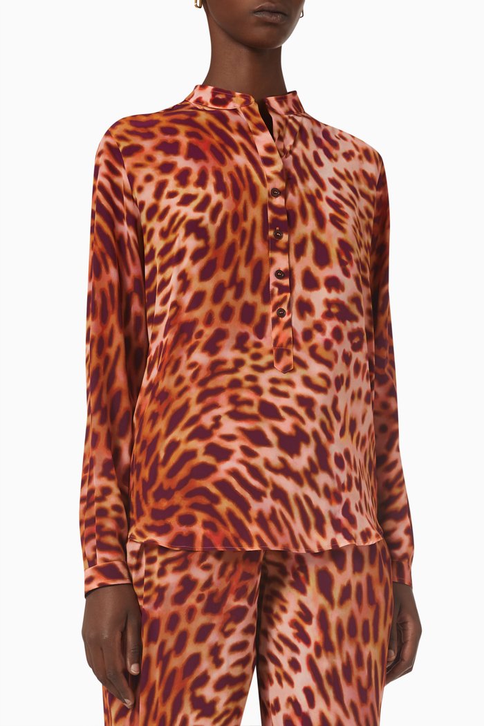 

Cheetah Print Top in Silk, Pink