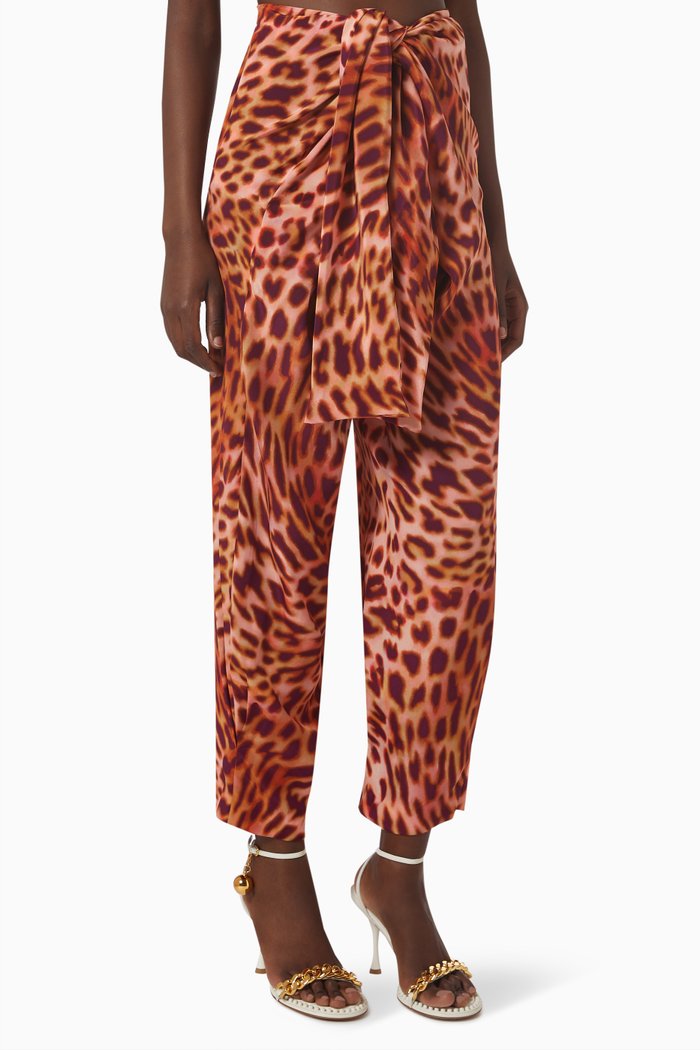 

Cheetah Print Tie-up Pants, Pink