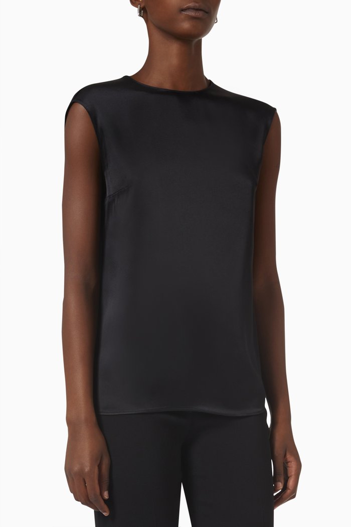 

Sleeveless Top in Satin, Black
