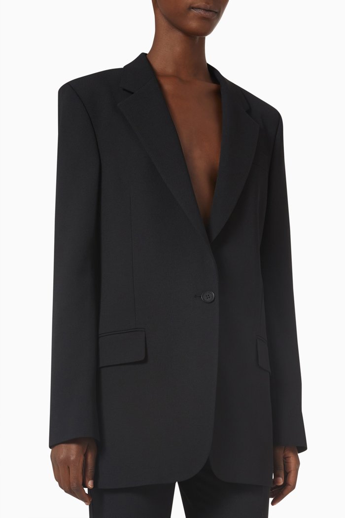 

Tailored Fit Jacket in Twill, Black