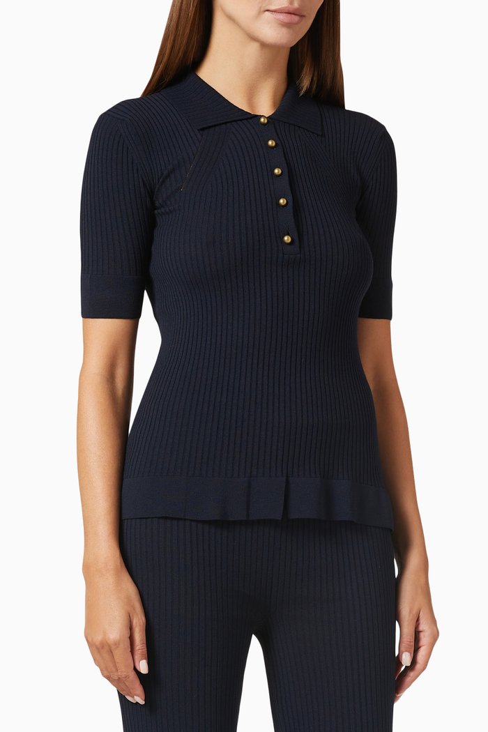 Sensual Polo Shirt in Stretch Knit, Black