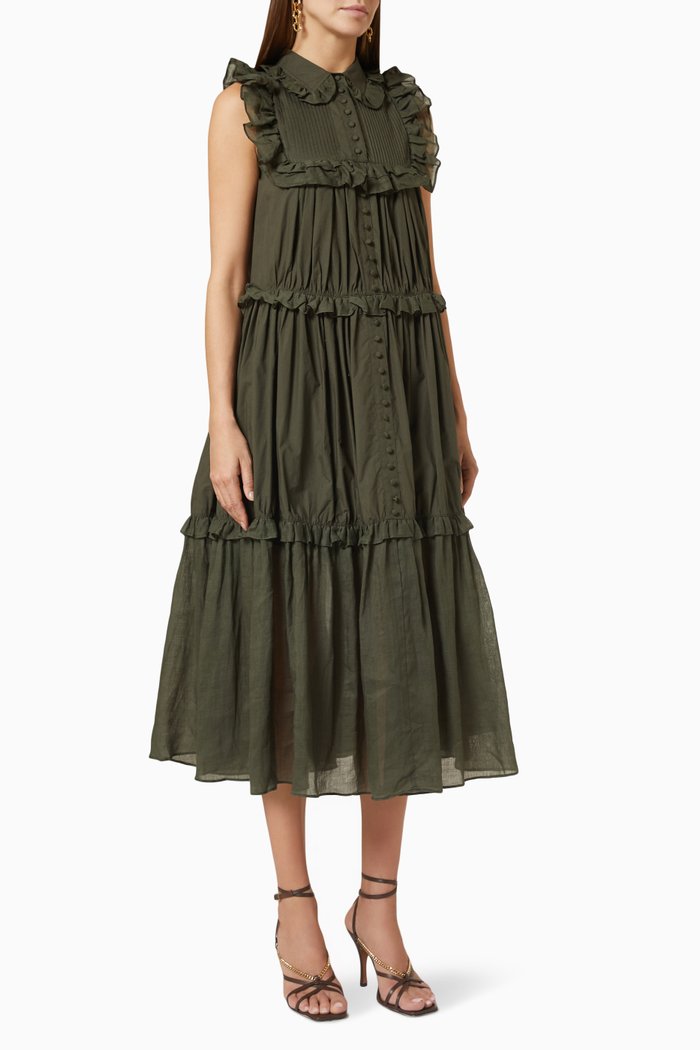 

Hannah Tiered Midi Dress, Green