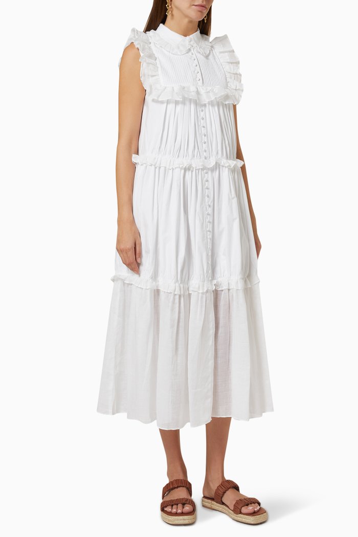 

Hannah Tiered Midi Dress, White
