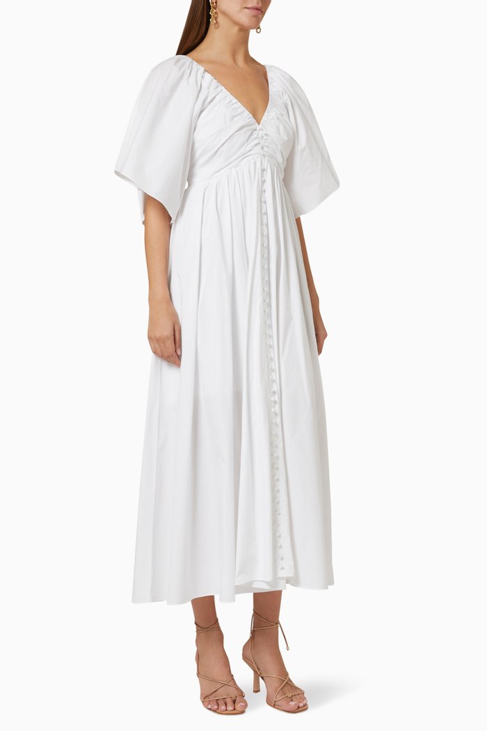Sakura Midi Dress in Organic Cotton, White