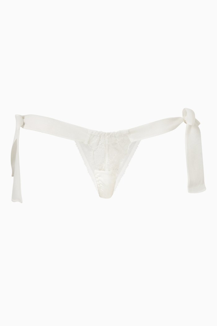 

Ava Side Tie Knickers in Silk Chiffon, White