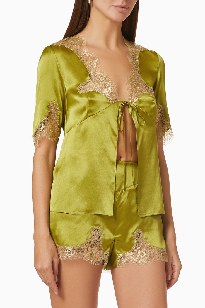 

Golden Hour Top in Silk Satin, Green