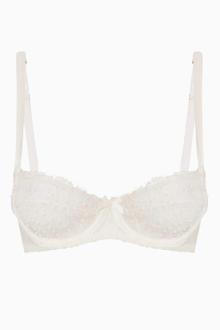 Evelyn Bra in Sheer French Lace, White