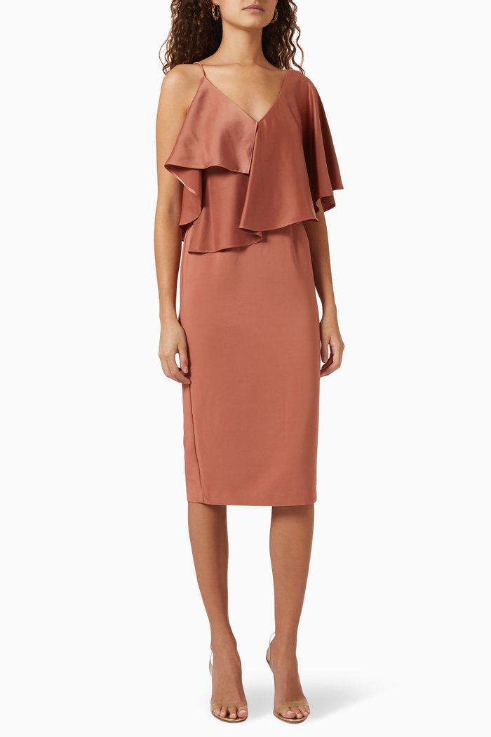 

Siren Drape Midi Dress, Brown