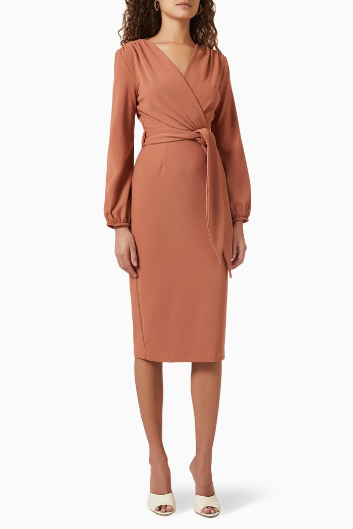 

Superstition Sleeve Midi Dress, Brown