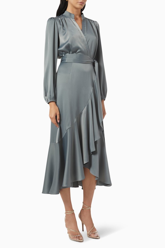

Pinnacle Midi Dress in Satin Crepe, Green