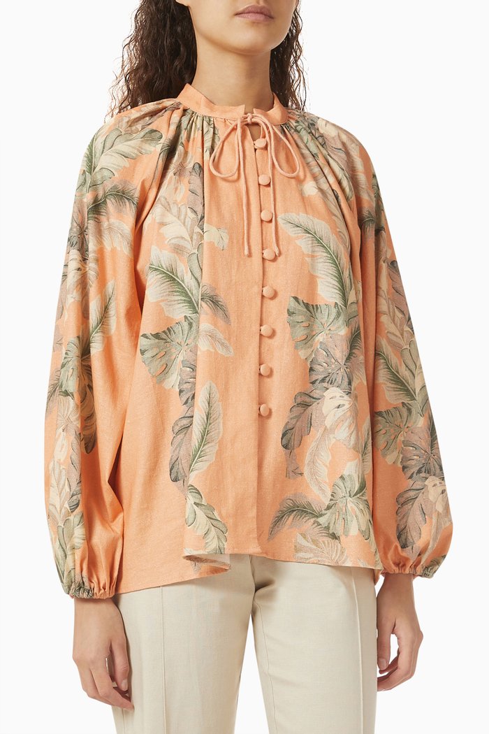 

Horizon Stand collar Blouse, Orange