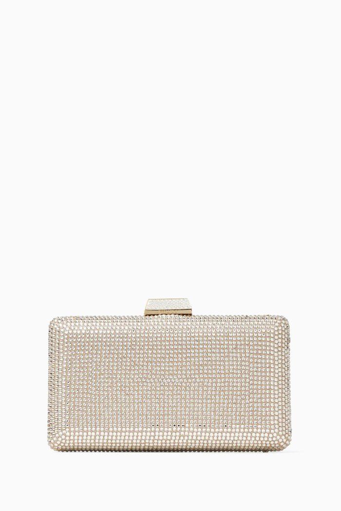 

Small Clemmie Clutch in Crystal-embellished Satin, Gold