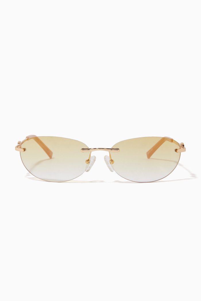 

Slinky Oval Sunglasses in Metal, Gold