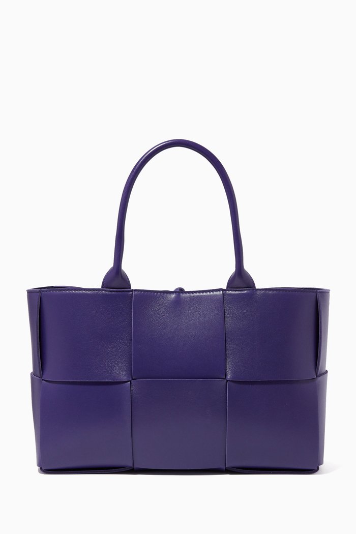 

Arco Tote Bag in Intrecciato Leather, Purple