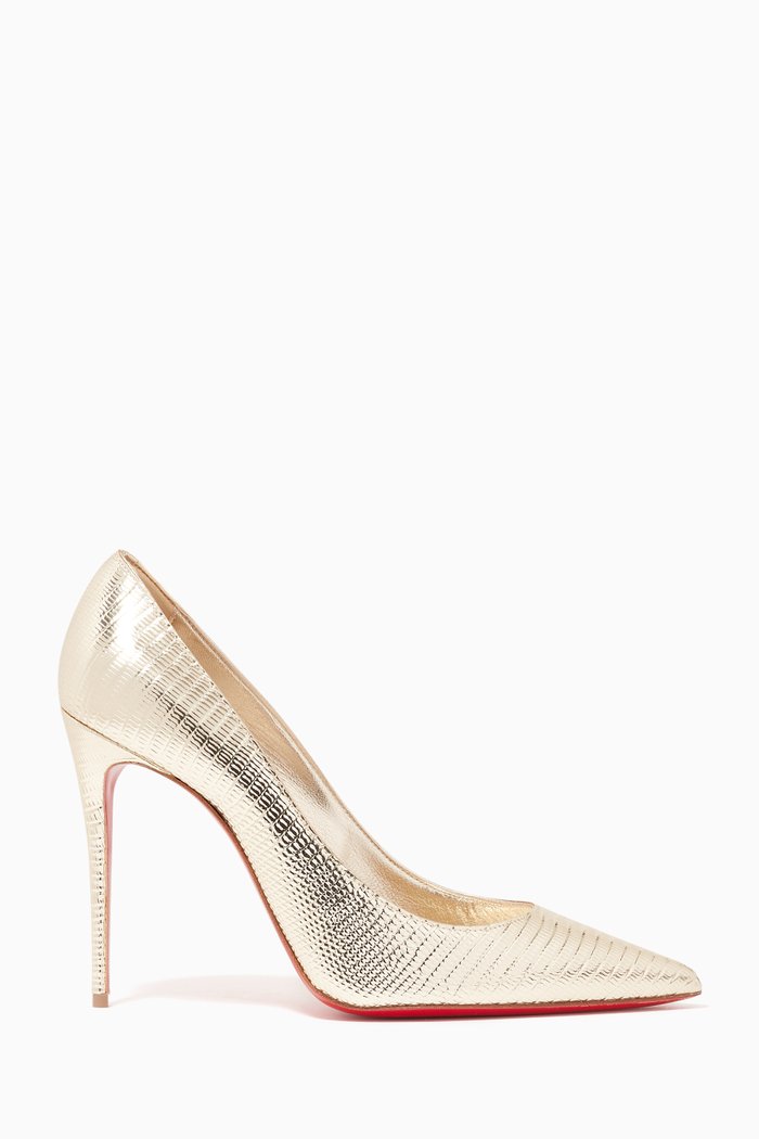 Kate 100 Pumps in Lizard-printed Metallic Leather, Brown