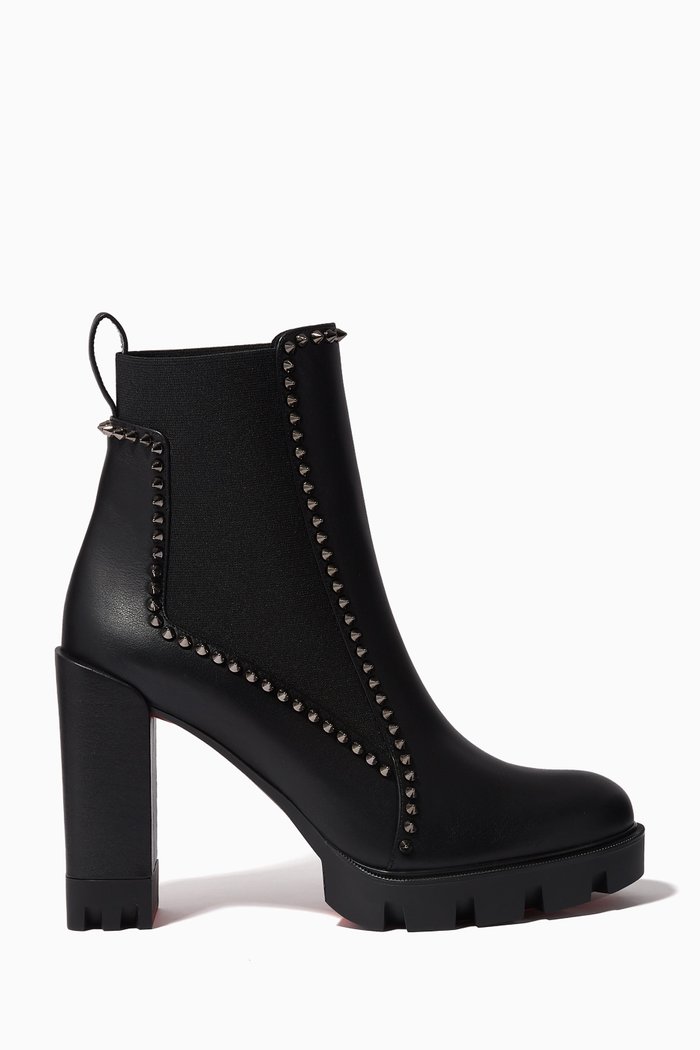 Outline Spike 100 Lug Boots in Calf Leather, Black