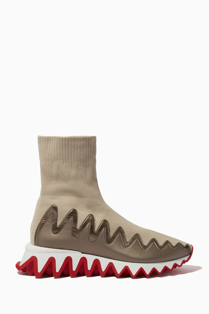 Sharky Sock Sneakers in Knit Mesh, Neutral
