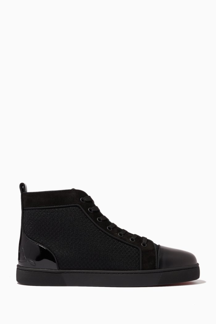 

Fun Louis High-top Sneakers in Mesh & Veau Velours, Black