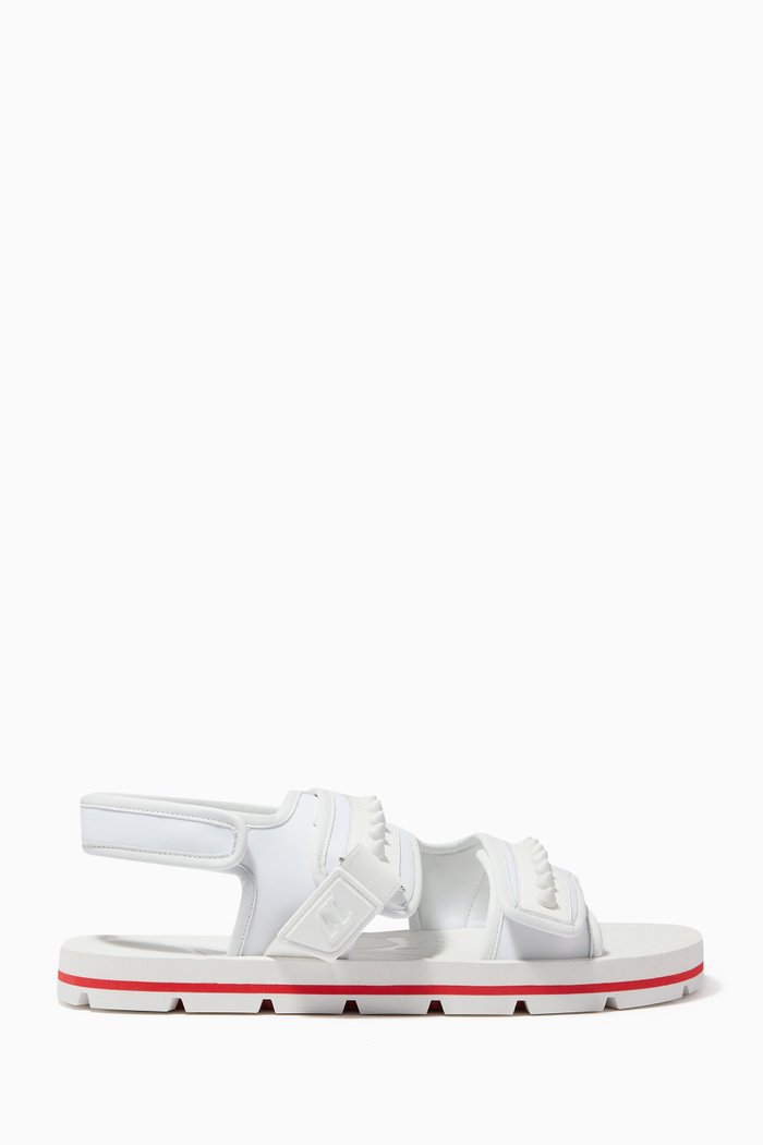 

Siwa Flat Sandals in Calf Leather & Neoprene, White