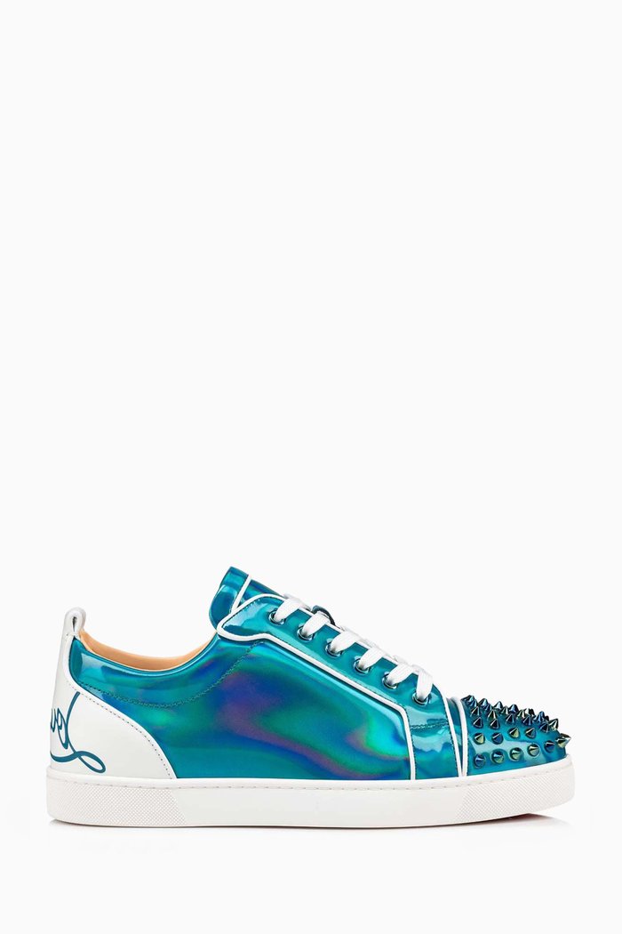

Fun Louis Junior Spikes Sneakers in Metallic Calf Leather, Multicolour