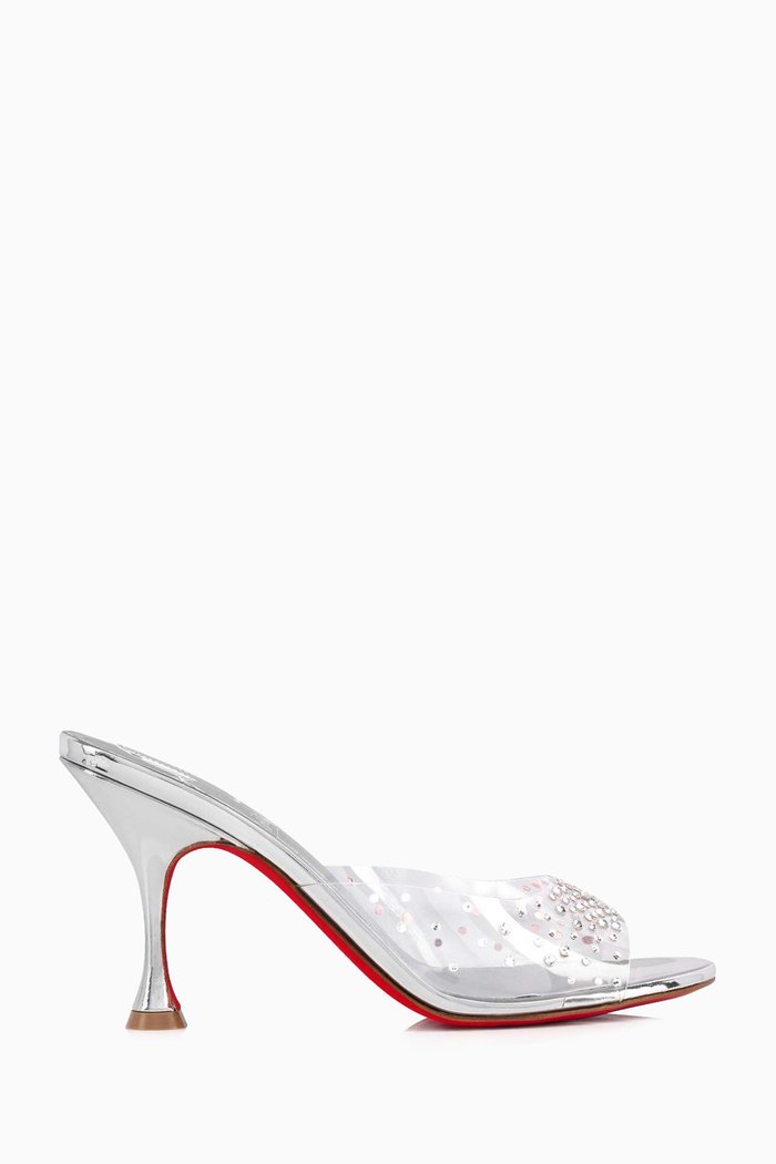 

Degramule Heel Sandals in Plexi & Patent Leather, Silver