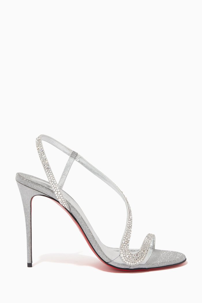 

Rosalie Strass 100 Sandals in Metallic Suede, Silver
