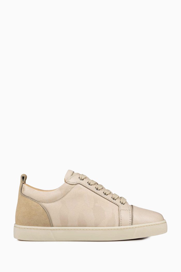

Louis Junior Low-top Sneakers in Calf Leather & Cotton Jacquard, Brown