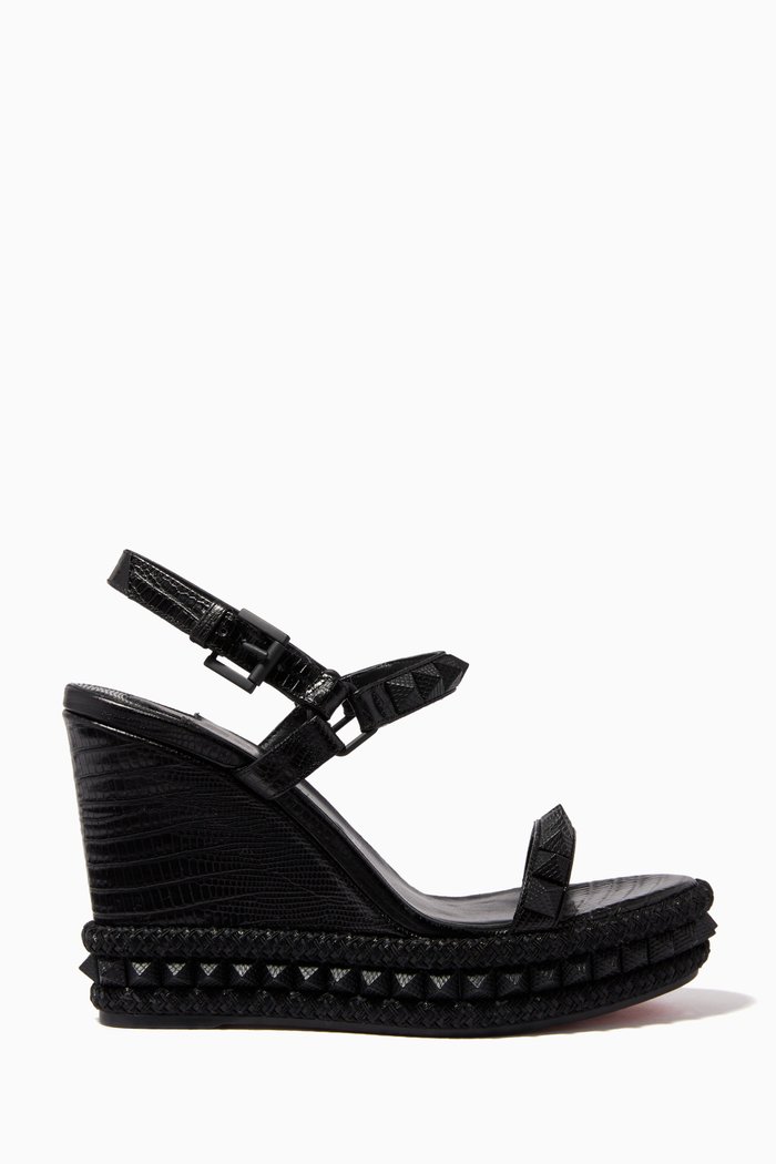

Pyraclou 110 Wedge Sandals in Calf Leather, Black